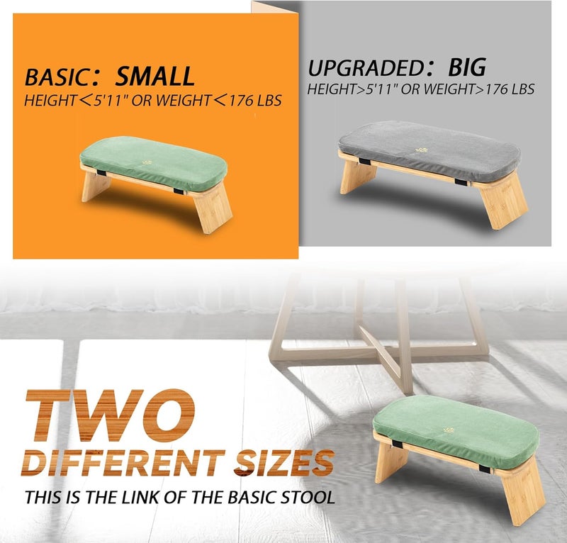 Estleys Meditation Bench, Bamboo Meditation Stool, Folding Kneeling Meditation Bench, Seiza Prayer Bench, Prayer Bench with Meditation Cushion, Kneeling Stool (Green & Bag) - Image 4